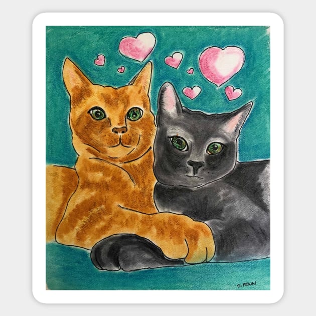 Soul Mates - Tabby Cats Sticker by dpenn